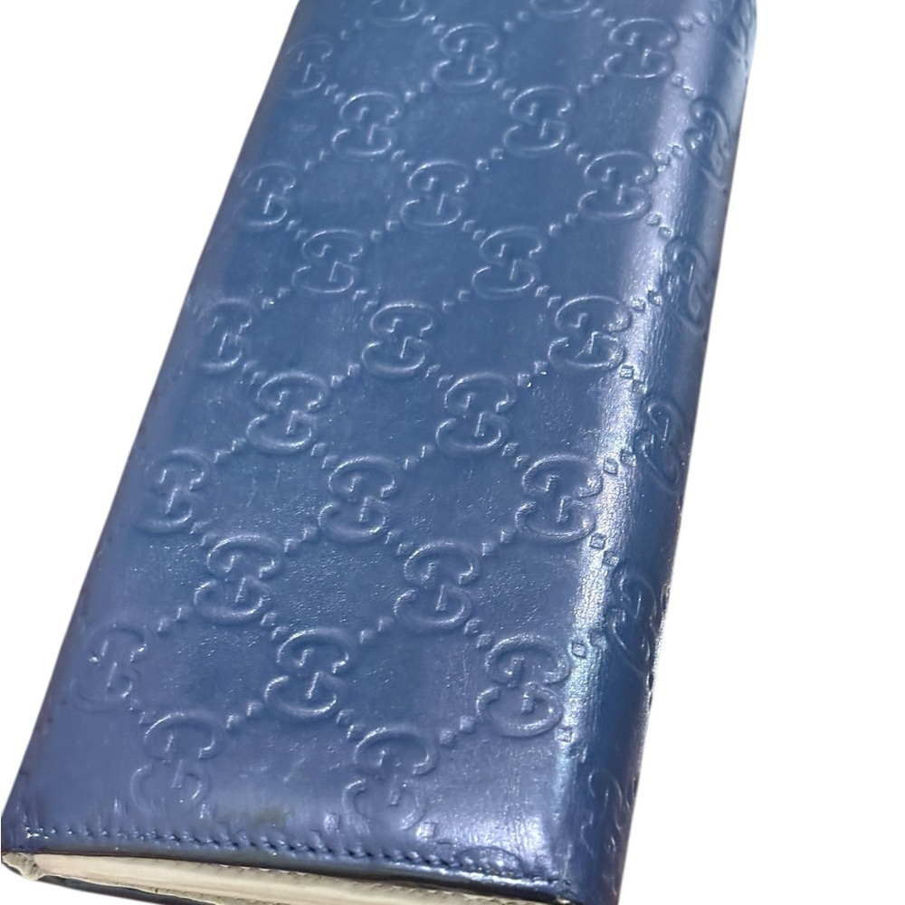 Gucci Guccissima Navy Leather Heart Bit Wallet w/ Gold with Gucci box - Picture 7 of 7